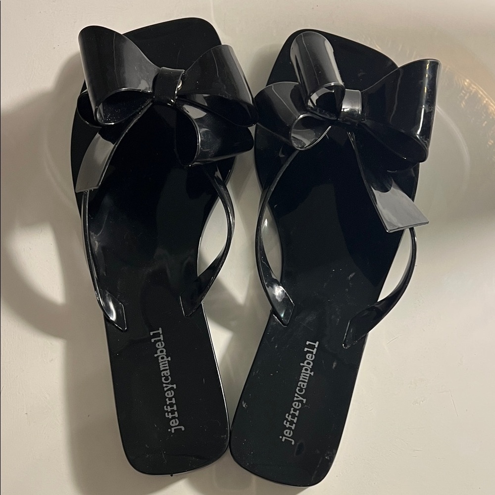 Jeffrey Campbell Glossy Black Bow Sandals